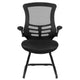 Black Mesh |#| Black Mesh Sled Base Side Reception Chair with Flip-Up Arms-Office Waiting Room