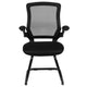 Black Mesh Sled Base Side Reception Guest Office Chair with Flip-Up Arms