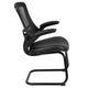 Black LeatherSoft/Mesh |#| Black Mesh Sled Base Side Reception Chair with LeatherSoft Seat and Flip-Up Arms