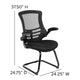 Black Mesh |#| Black Mesh Sled Base Side Reception Chair with Flip-Up Arms-Office Waiting Room