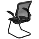 Black Mesh Sled Base Side Reception Guest Office Chair with Flip-Up Arms