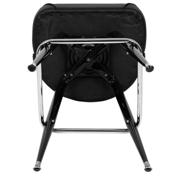Metal Barstool with Swivel Black Vinyl Upholstered Bucket Seat and Footrest