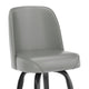Gray |#| Metal Bar Stool with Swivel Vinyl Bucket Seat and Footrest in Gray