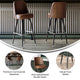 Weathered Brown |#| Metal Bar Stool with Swivel Vinyl Bucket Seat and Footrest in Weathered Brown