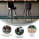Dark Brown |#| Metal Bar Stool with Swivel Vinyl Bucket Seat and Footrest in Dark Brown