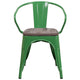 Green |#| Green Metal Chair with Wood Seat and Arms - Restaurant Furniture