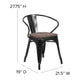 Black |#| Black Metal Chair with Wood Seat and Arms - Restaurant Chair - Bistro Chair