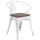 White |#| White Metal Chair with Wood Seat and Arms - Restaurant Furniture