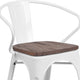 White |#| White Metal Chair with Wood Seat and Arms - Restaurant Furniture