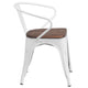 White |#| White Metal Chair with Wood Seat and Arms - Restaurant Furniture