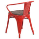 Red |#| Red Metal Chair with Wood Seat and Arms - Restaurant Furniture