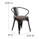 Black-Antique Gold |#| Black-Antique Gold Stackable Metal Chair with Wood Seat and Arms - Bistro Chair