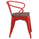 Red |#| Red Metal Chair with Wood Seat and Arms - Restaurant Furniture