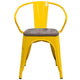 Yellow |#| Yellow Metal Chair with Wood Seat and Arms - Restaurant Furniture