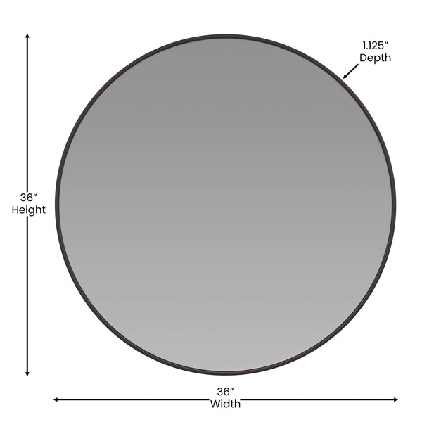 Black,36" Round |#| Accent Wall Mount Mirror with Black Aluminum Frame - 36" Round Wall Mirror