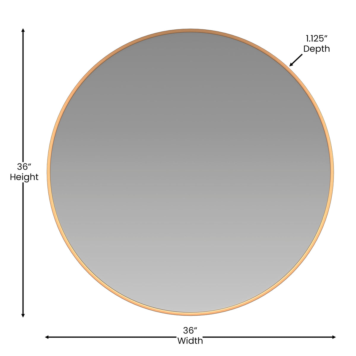 Gold,36" Round |#| Accent Wall Mount Mirror with Gold Aluminum Frame - 36" Round Wall Mirror