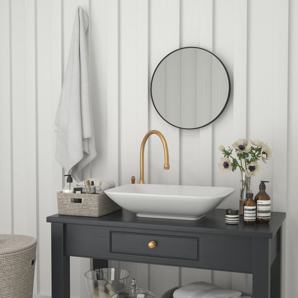 Black,20" Round |#| Accent Wall Mount Mirror with Black Aluminum Frame - 20" Round Wall Mirror