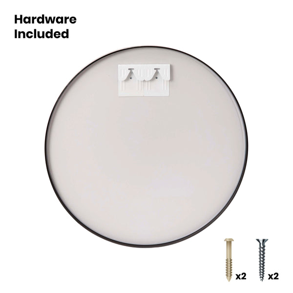 Black,20" Round |#| Accent Wall Mount Mirror with Black Aluminum Frame - 20" Round Wall Mirror