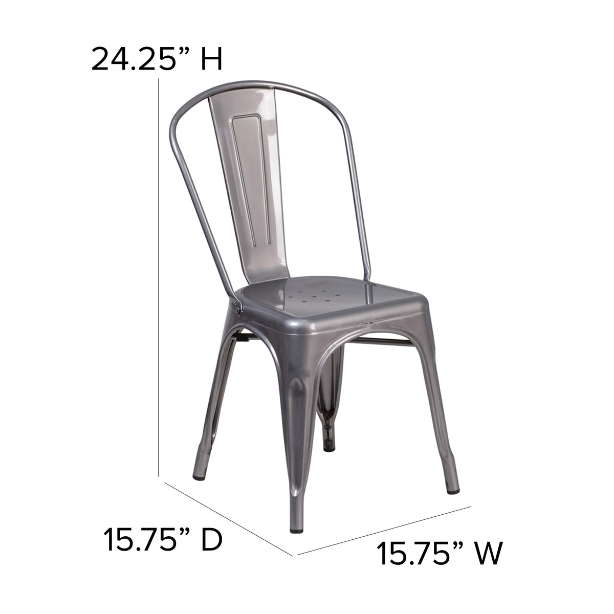 Clear Coated Metal Indoor Stackable Chair