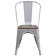 Silver |#| Silver Metal Stackable Chair with Wood Seat - Restaurant Chair - Bistro Chair