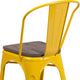 Yellow |#| Yellow Metal Stackable Chair with Wood Seat - Restaurant Chair - Bistro Chair