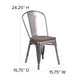 Clear Coated Metal Stackable Chair with Wood Seat