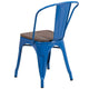 Blue |#| Blue Metal Stackable Chair with Wood Seat - Restaurant Chair - Bistro Chair