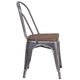 Clear Coated Metal Stackable Chair with Wood Seat