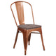 Copper |#| Copper Metal Stackable Chair with Wood Seat - Kitchen Furniture - Café Chair