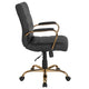 Black LeatherSoft/Gold Frame |#| Mid-Back Black LeatherSoft Executive Swivel Office Chair with Gold Frame/Arms