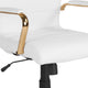 White LeatherSoft/Gold Frame |#| Mid-Back White LeatherSoft Executive Swivel Office Chair with Gold Frame/Arms