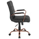 Black LeatherSoft/Rose Gold Frame |#| Mid-Back Black LeatherSoft Executive Swivel Office Chair - Rose Gold Frame/Arms