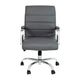 Gray LeatherSoft/Chrome Frame |#| Mid-Back Gray LeatherSoft Executive Swivel Office Chair with Chrome Frame/Arms