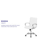 White LeatherSoft/Chrome Frame |#| Mid-Back White LeatherSoft Executive Swivel Office Chair with Chrome Frame/Arms