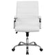 White LeatherSoft/Chrome Frame |#| Mid-Back White LeatherSoft Executive Swivel Office Chair with Chrome Frame/Arms