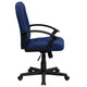 Navy |#| Mid-Back Navy Fabric Executive Swivel Office Chair with Nylon Arms