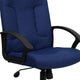 Navy |#| Mid-Back Navy Fabric Executive Swivel Office Chair with Nylon Arms