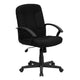 Black |#| Mid-Back Black Fabric Executive Swivel Office Chair with Nylon Arms