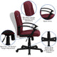 Burgundy |#| Mid-Back Burgundy Fabric Executive Swivel Office Chair with Nylon Arms