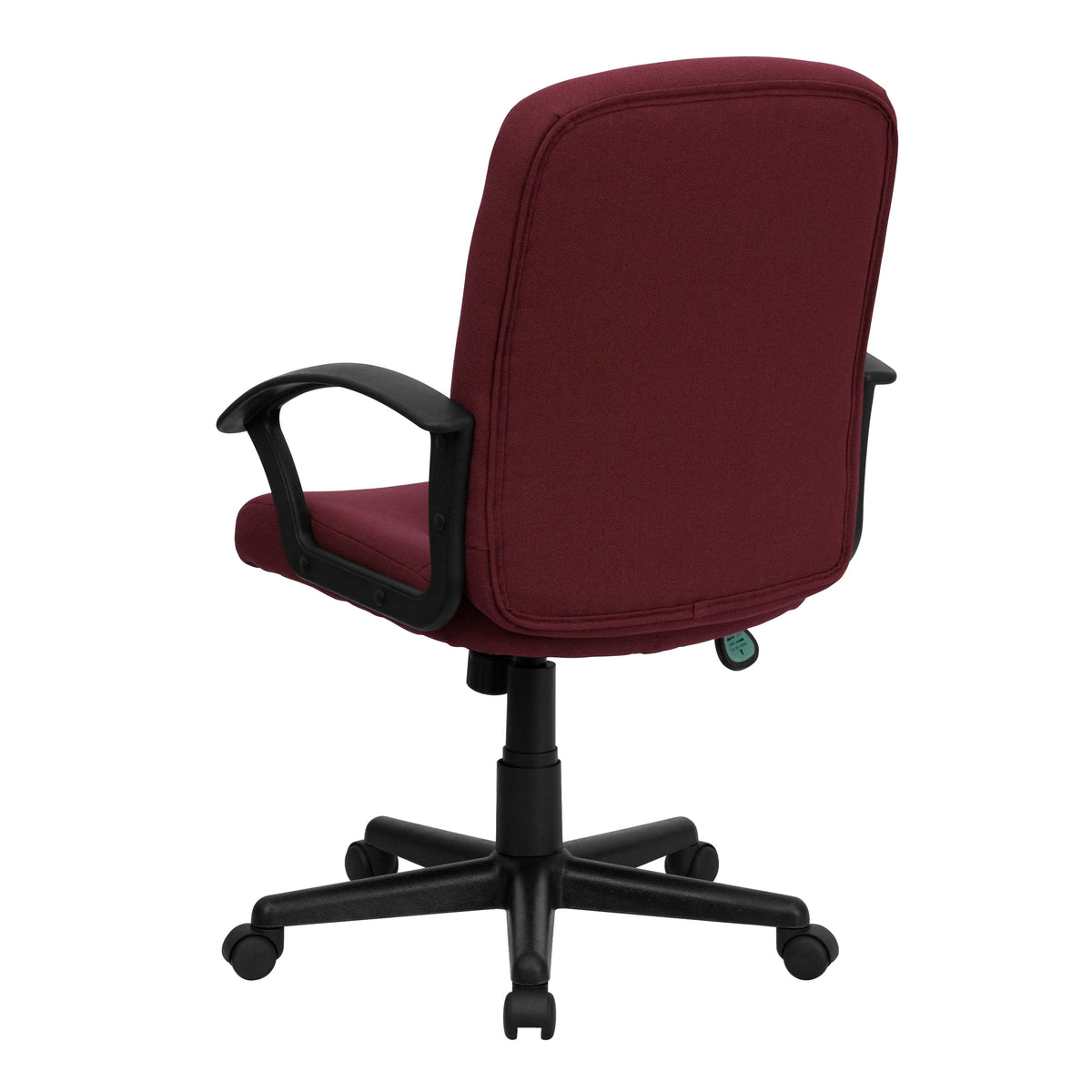 Burgundy |#| Mid-Back Burgundy Fabric Executive Swivel Office Chair with Nylon Arms