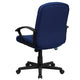 Navy |#| Mid-Back Navy Fabric Executive Swivel Office Chair with Nylon Arms