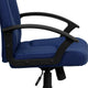 Navy |#| Mid-Back Navy Fabric Executive Swivel Office Chair with Nylon Arms