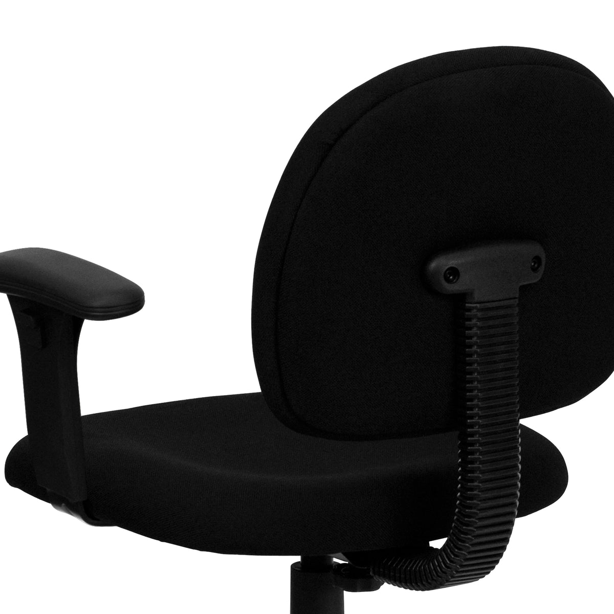 Black |#| Mid-Back Black Fabric Swivel Task Office Chair with Adjustable Height and Arms