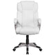 White |#| Mid-Back White LeatherSoft Executive Swivel Office Chair with Padded Arms