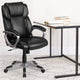 Black |#| Mid-Back Black LeatherSoft Executive Swivel Office Chair with Padded Arms