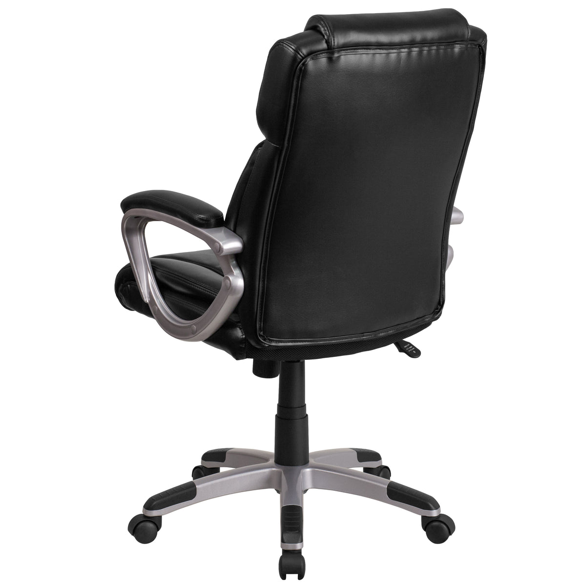 Black |#| Mid-Back Black LeatherSoft Executive Swivel Office Chair with Padded Arms