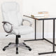 White |#| Mid-Back White LeatherSoft Executive Swivel Office Chair with Padded Arms