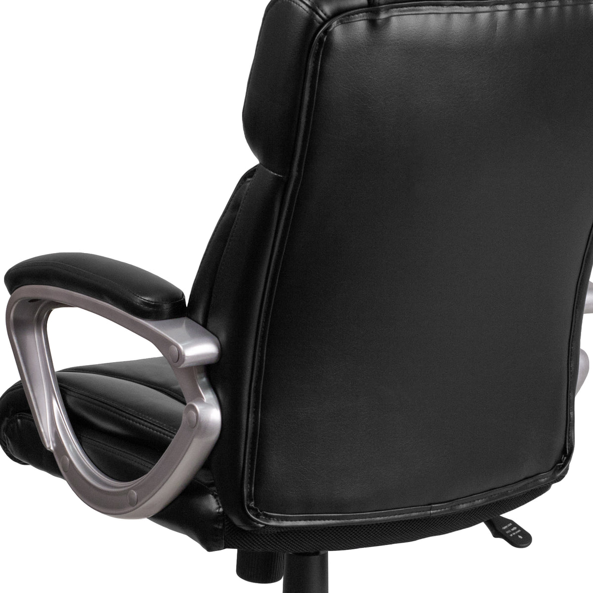 Black |#| Mid-Back Black LeatherSoft Executive Swivel Office Chair with Padded Arms