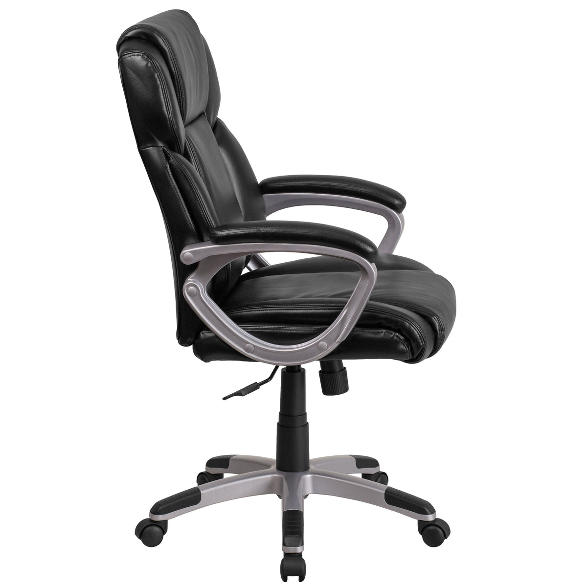 Black |#| Mid-Back Black LeatherSoft Executive Swivel Office Chair with Padded Arms