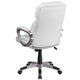 White |#| Mid-Back White LeatherSoft Executive Swivel Office Chair with Padded Arms